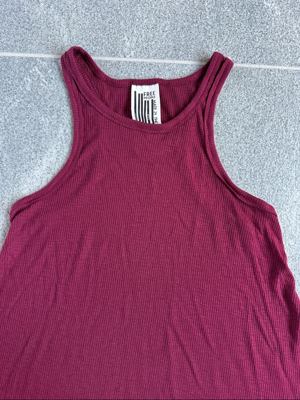 NWOT Free People Lightweight Flowy Ribbed Racerback Burgundy Long Beach Tank XS - Picture 5 of 16